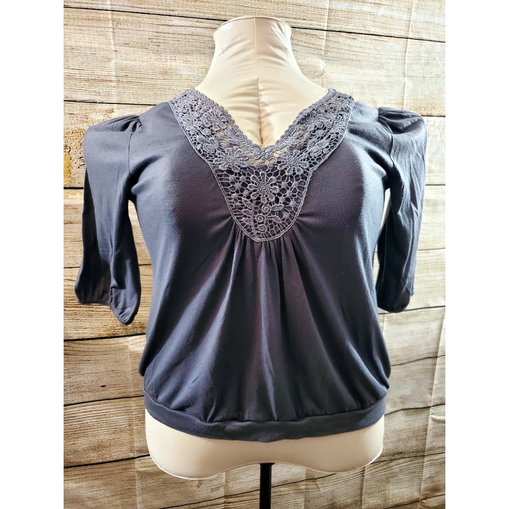 Judith Gray Top with Lace Inset (2X)